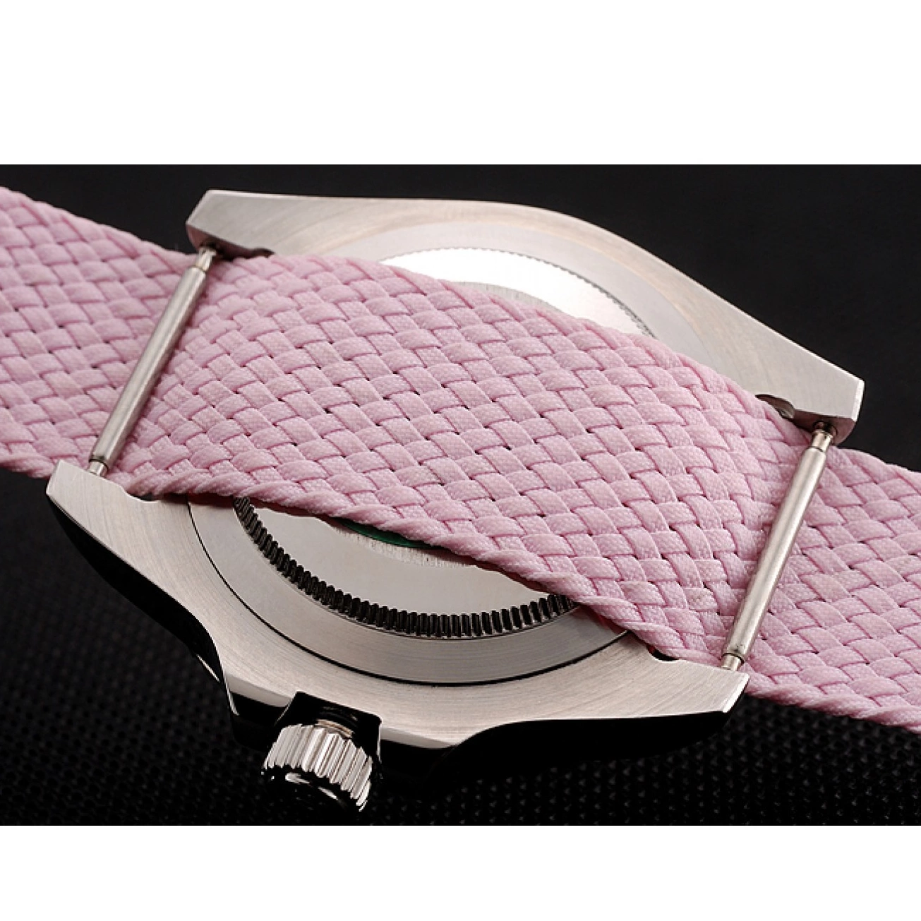 Aaa fake watches Submariner Bracelet Fabric Pink 1453866 Bezel Pink Rolex Dial Pink 0518